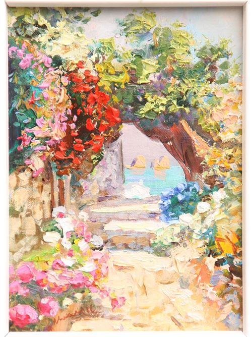 Faraglioni of Capri Island Oil on Canvas Antonio Palomba | CECILIAOLIO SU TELA